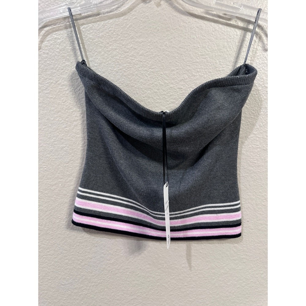 Hippie Roseā Gray Pink Stripe Strapless Knit Tube Top Cami Tank